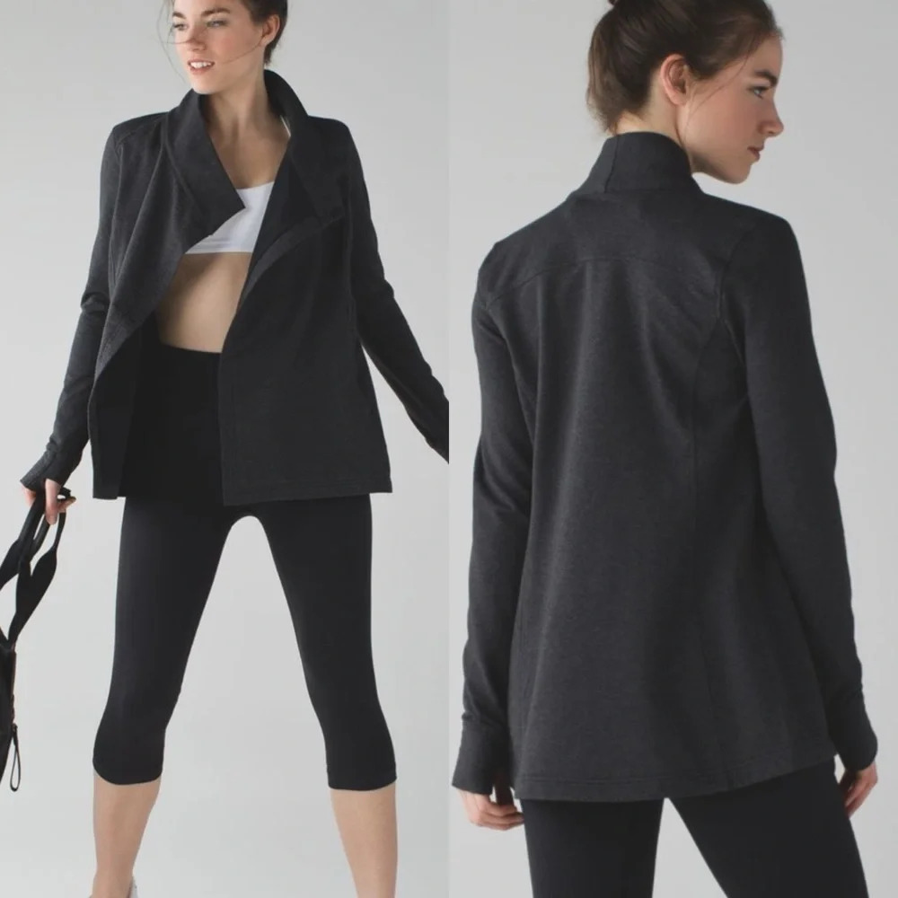 Lululemon Coast Wrap II Jacket Heathered Black Sz 6